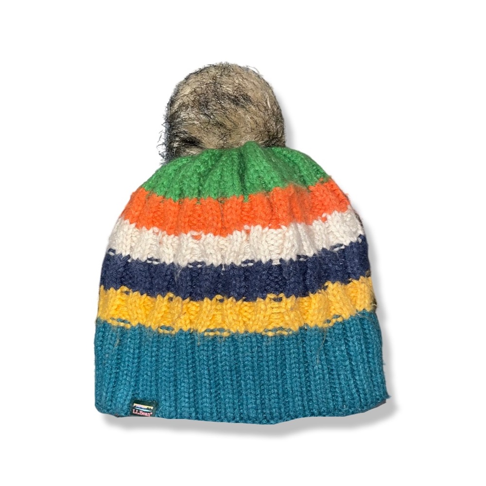 Kids' Cozy Striped Cable Pom Hat Warm Teal OS